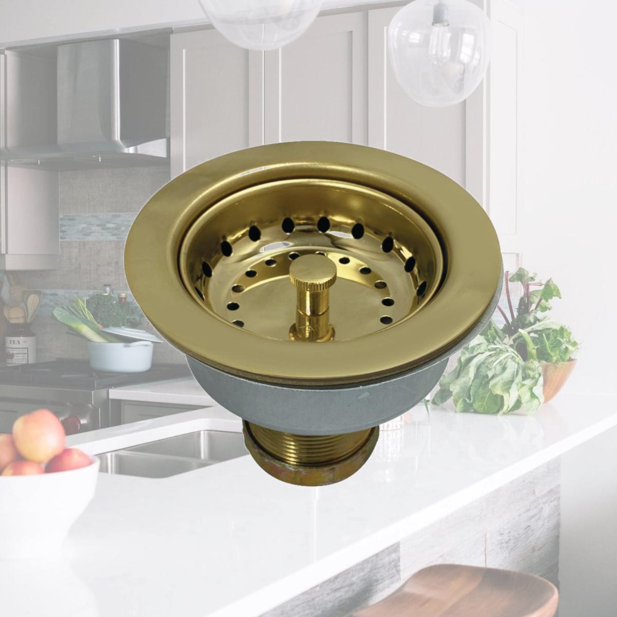 Picture of Kingston Brass K112PB Tacoma Snap-N-Tite Sink Basket Strainer, Polished Brass