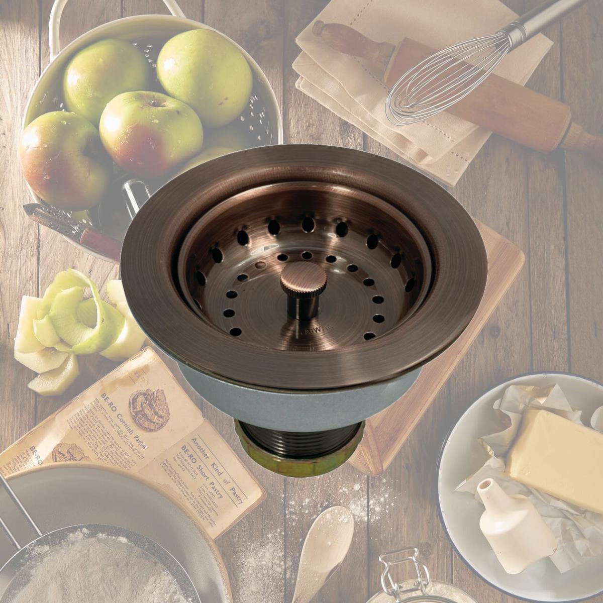 Picture of Kingston Brass K112AC Tacoma Snap-N-Tite Sink Basket Strainer, Antique Copper