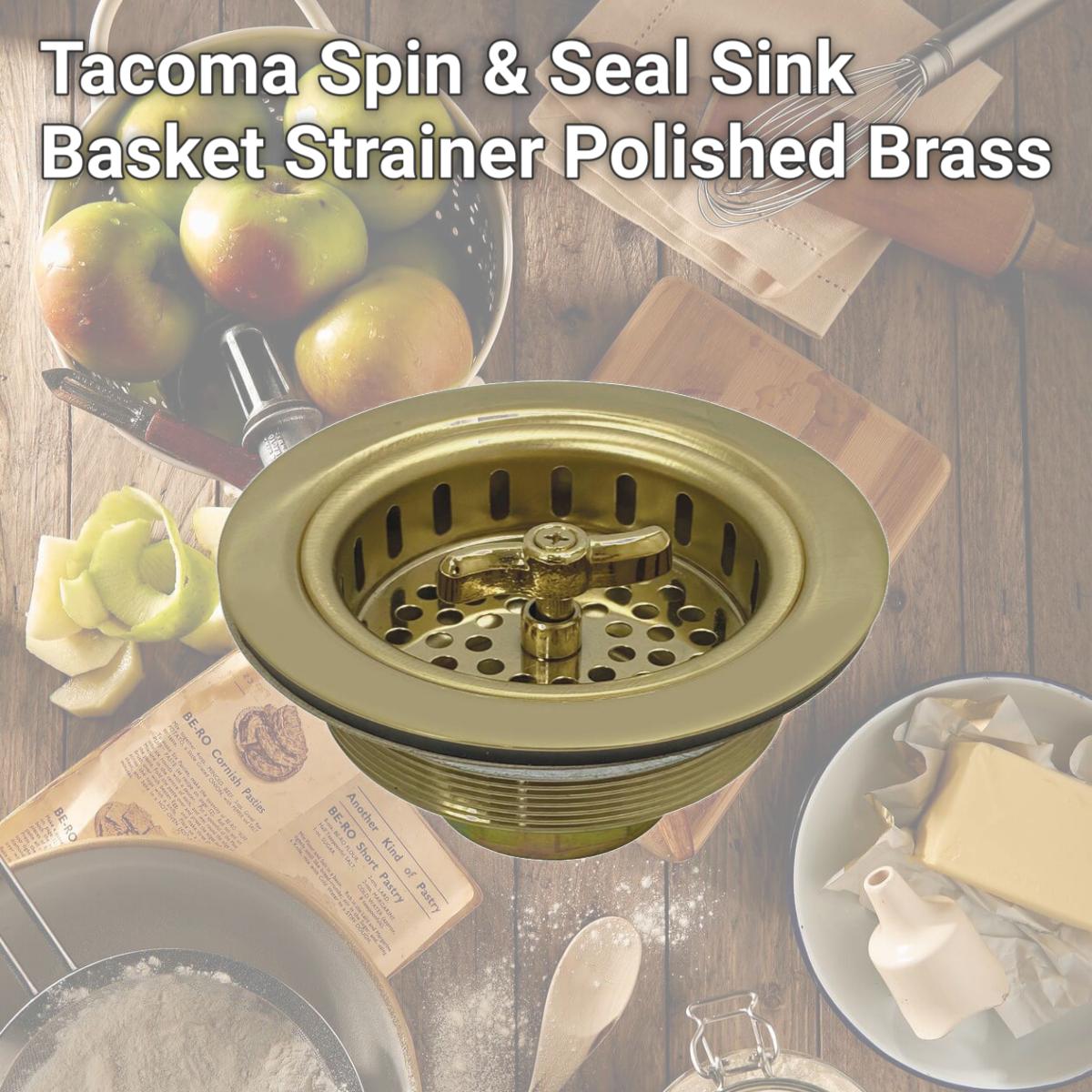 Picture of Kingston Brass K212PB Tacoma Spin & Seal Sink Basket Strainer, Polished Brass