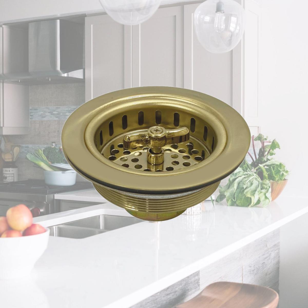 Picture of Kingston Brass K212PB Tacoma Spin & Seal Sink Basket Strainer, Polished Brass