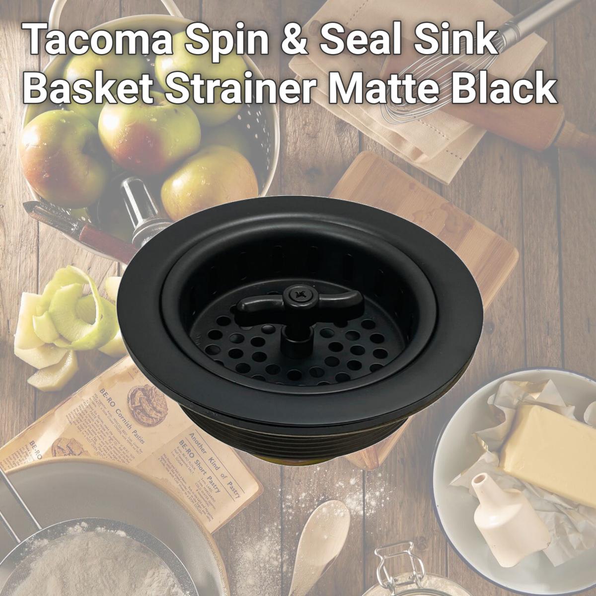 Picture of Kingston Brass K212MB Tacoma Spin & Seal Sink Basket Strainer, Matte Black