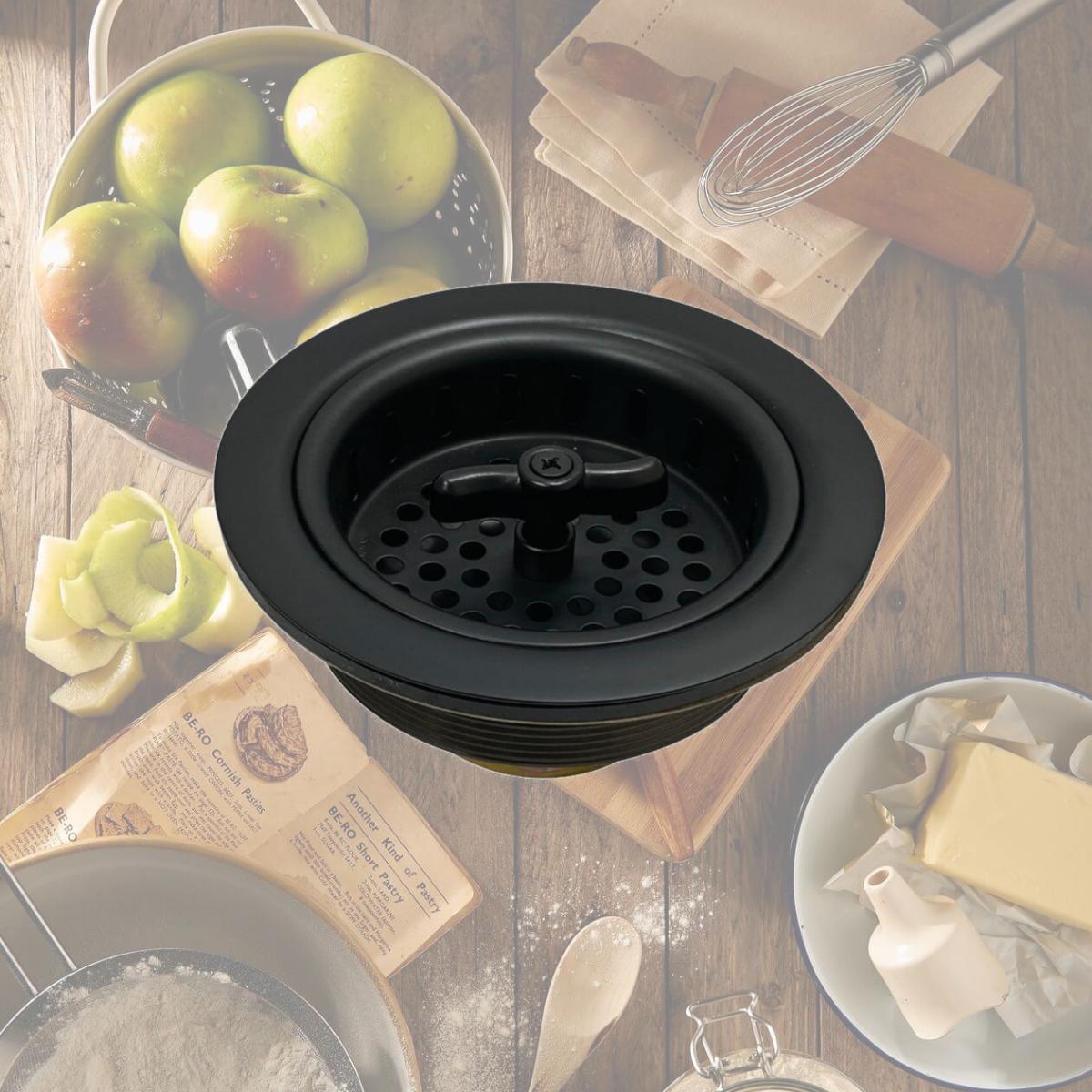 Picture of Kingston Brass K212MB Tacoma Spin & Seal Sink Basket Strainer, Matte Black