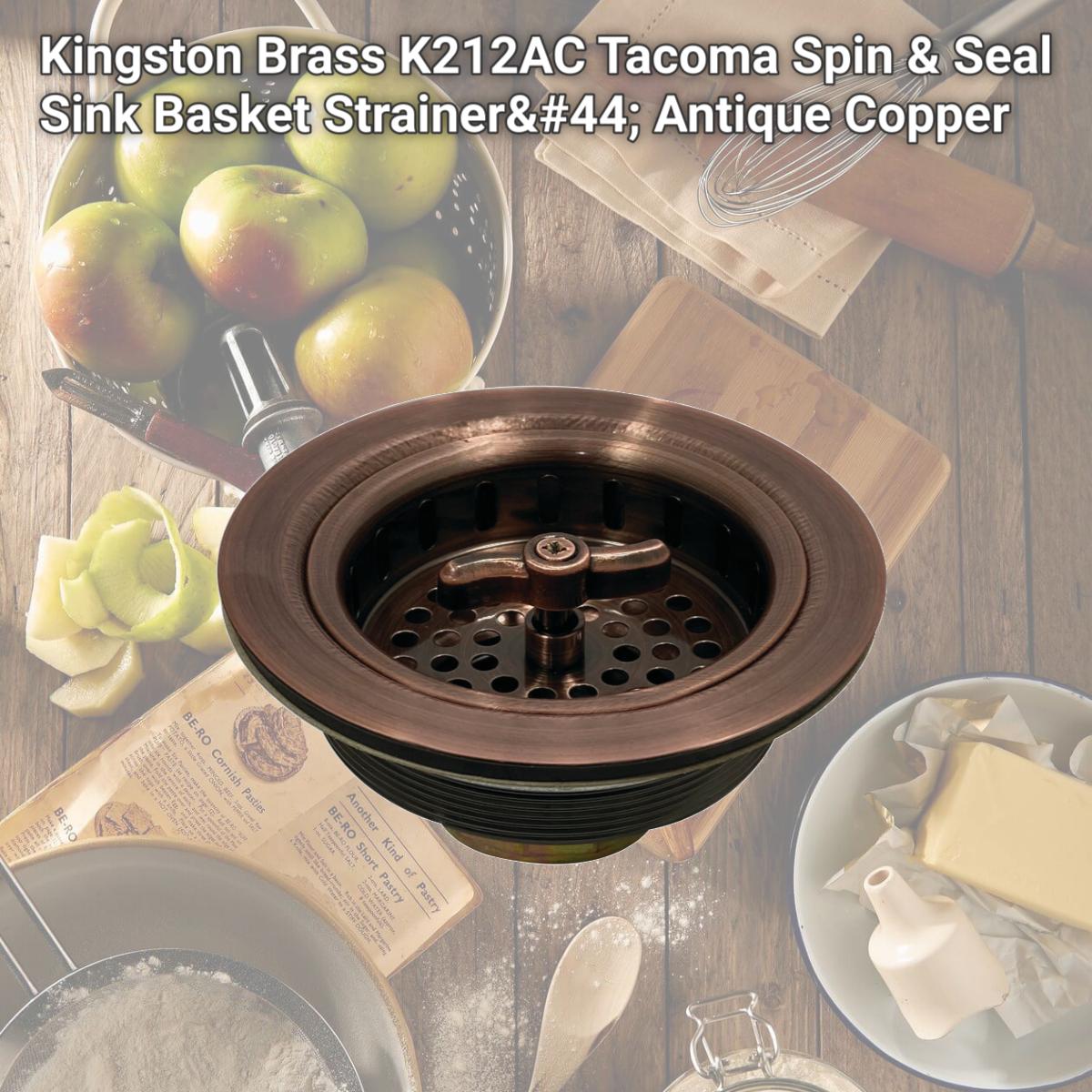 Picture of Kingston Brass K212AC Tacoma Spin & Seal Sink Basket Strainer, Antique Copper