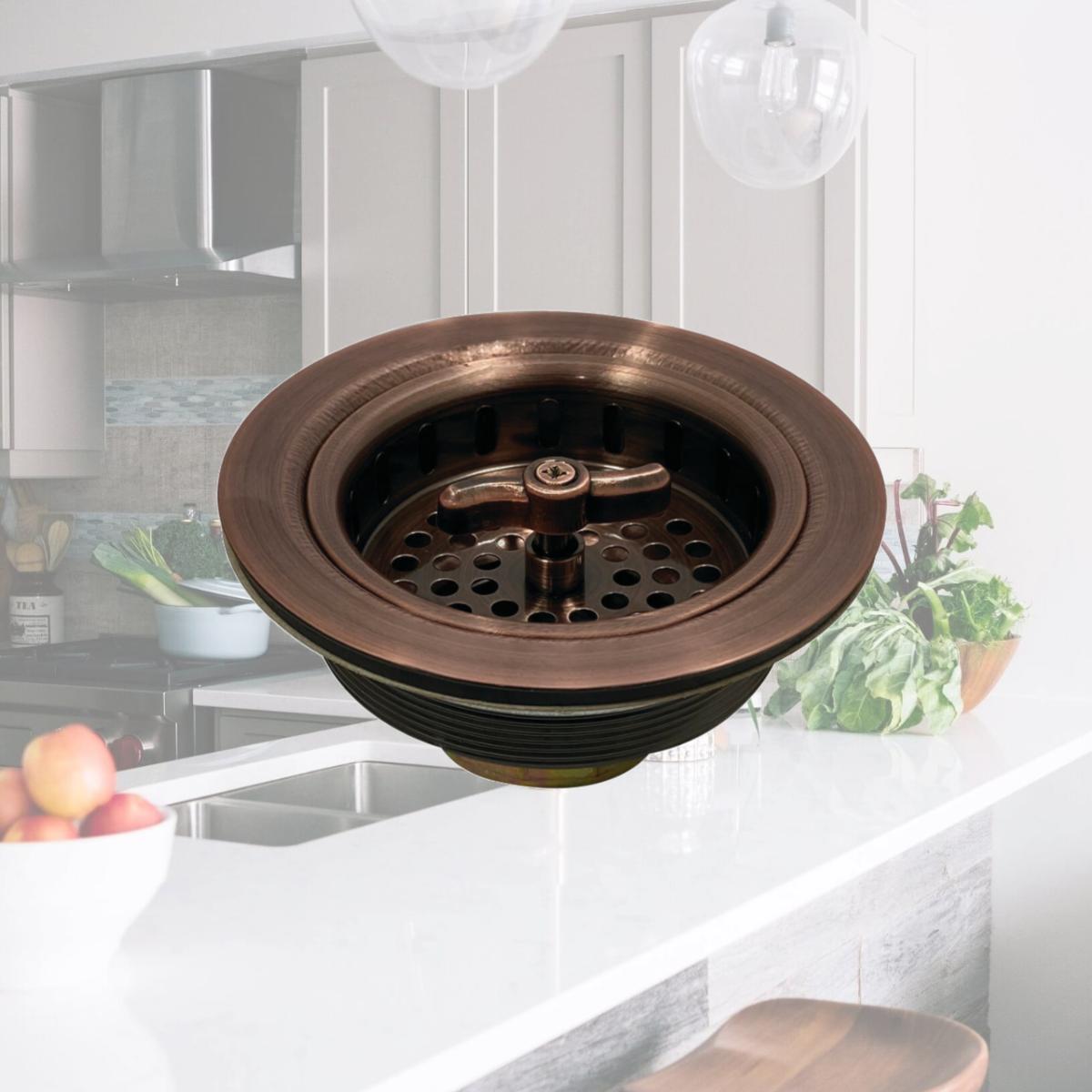Picture of Kingston Brass K212AC Tacoma Spin & Seal Sink Basket Strainer, Antique Copper