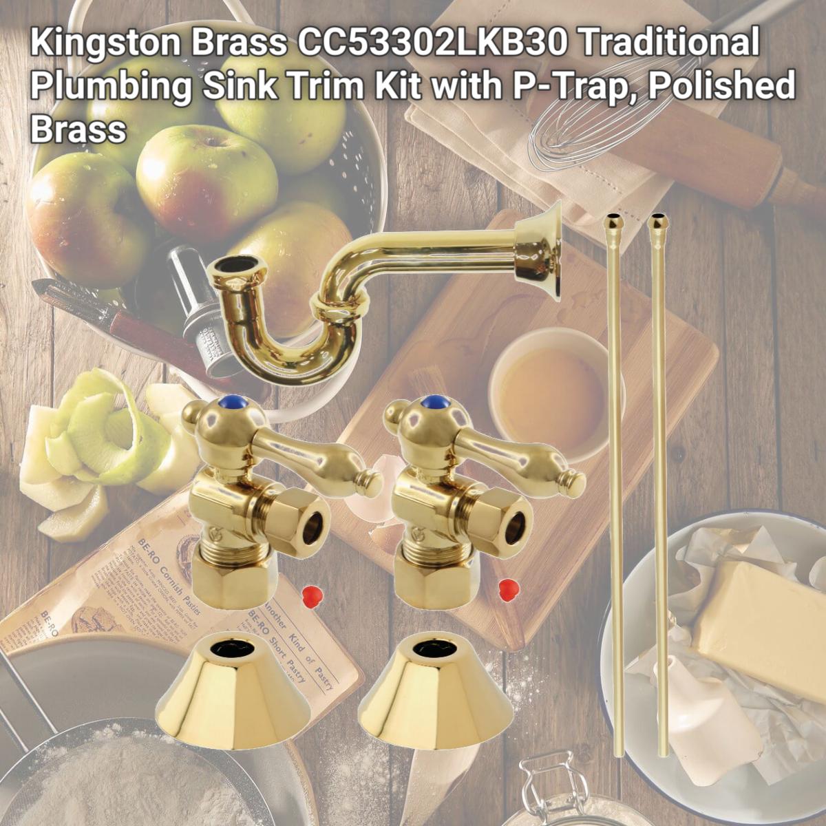 Picture of Kingston Brass CC53302LKB30 Traditional Plumbing Sink Trim Kit with P-Trap, Polished Brass