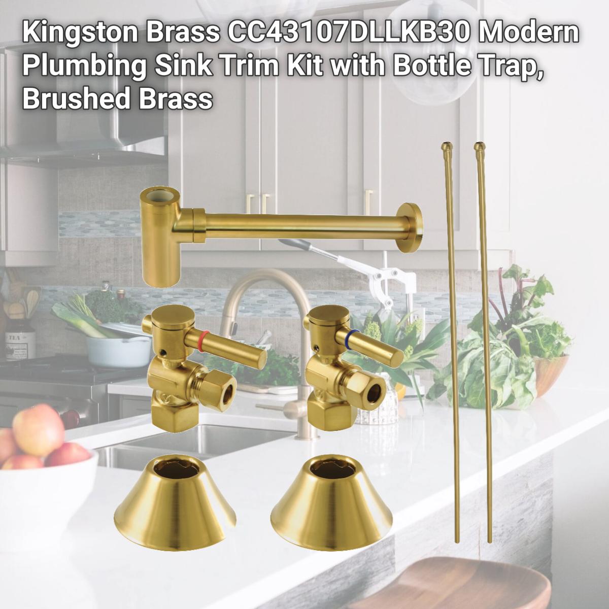 Picture of Kingston Brass CC43107DLLKB30 Modern Plumbing Sink Trim Kit with Bottle Trap, Brushed Brass