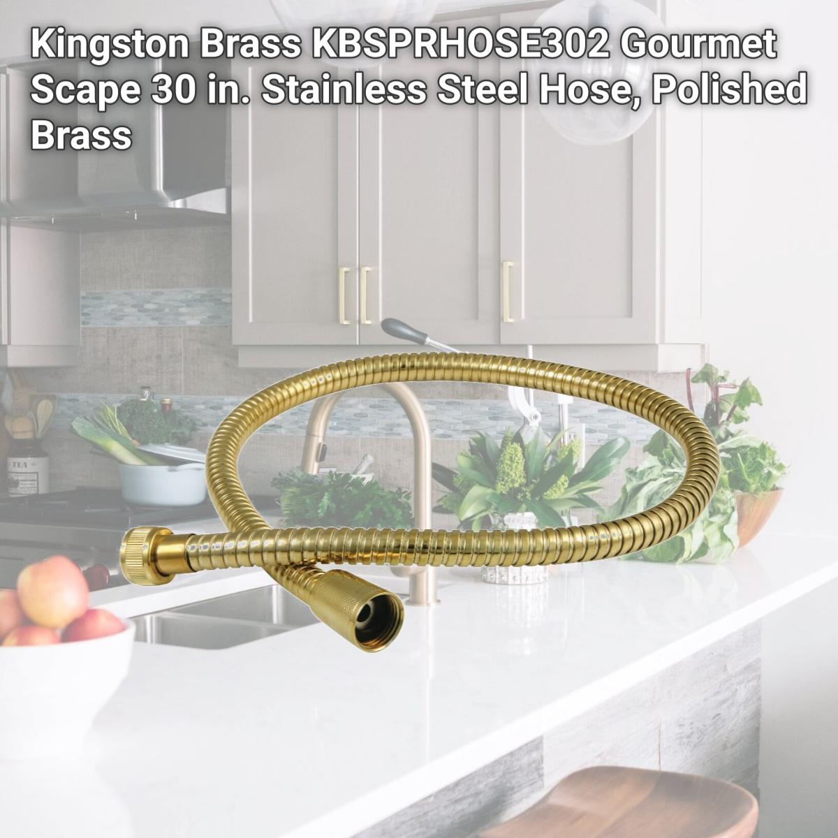 Picture of Kingston Brass KBSPRHOSE302 Gourmet Scape 30 in. Stainless Steel Hose, Polished Brass