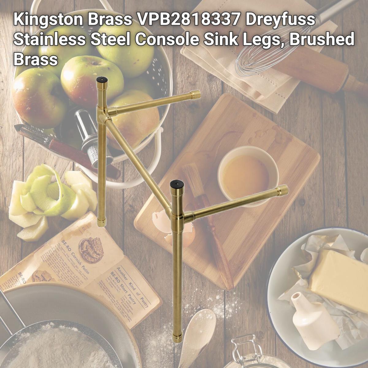 Picture of Kingston Brass VPB2818337 Dreyfuss Stainless Steel Console Sink Legs, Brushed Brass