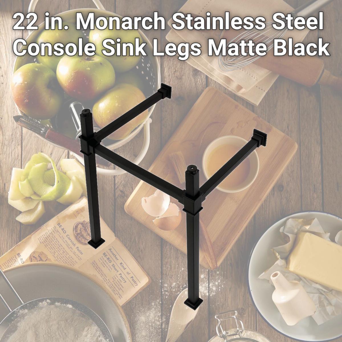 Picture of Kingston Brass VPB3322SQ0 22 in. Monarch Stainless Steel Console Sink Legs, Matte Black