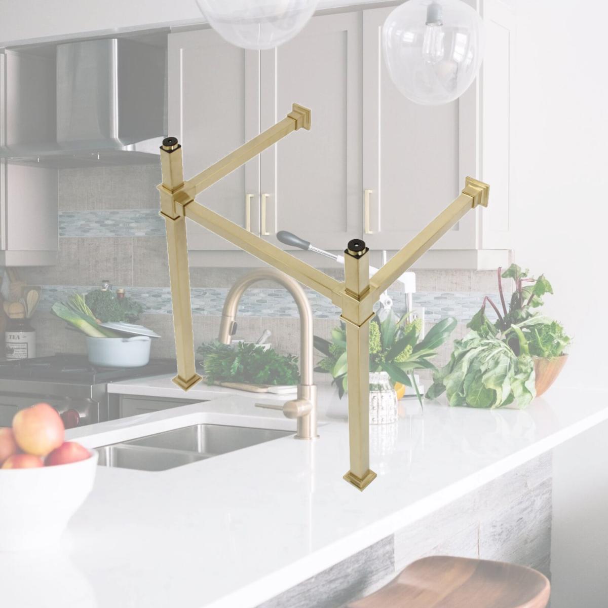 Picture of Kingston Brass VPB3322SQ7 22 in. Monarch Stainless Steel Console Sink Legs, Brushed Brass