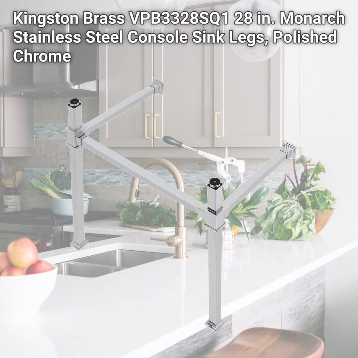 Picture of Kingston Brass VPB3328SQ1 28 in. Monarch Stainless Steel Console Sink Legs, Polished Chrome