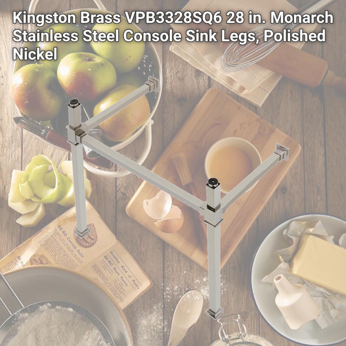 Picture of Kingston Brass VPB3328SQ6 28 in. Monarch Stainless Steel Console Sink Legs, Polished Nickel