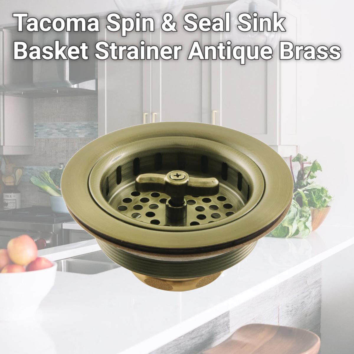 Picture of Kingston Brass K212AB Tacoma Spin & Seal Sink Basket Strainer, Antique Brass