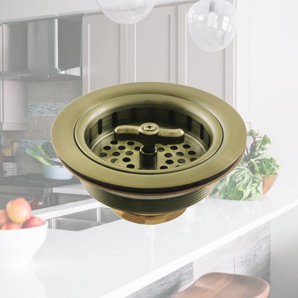 Picture of Kingston Brass K212AB Tacoma Spin & Seal Sink Basket Strainer, Antique Brass