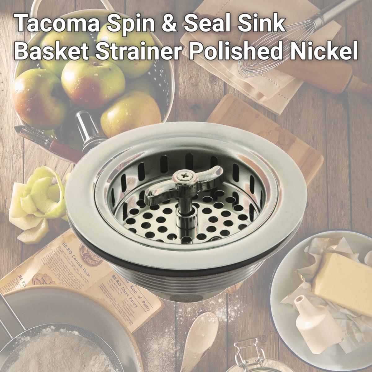Picture of Kingston Brass K212PN Tacoma Spin & Seal Sink Basket Strainer, Polished Nickel