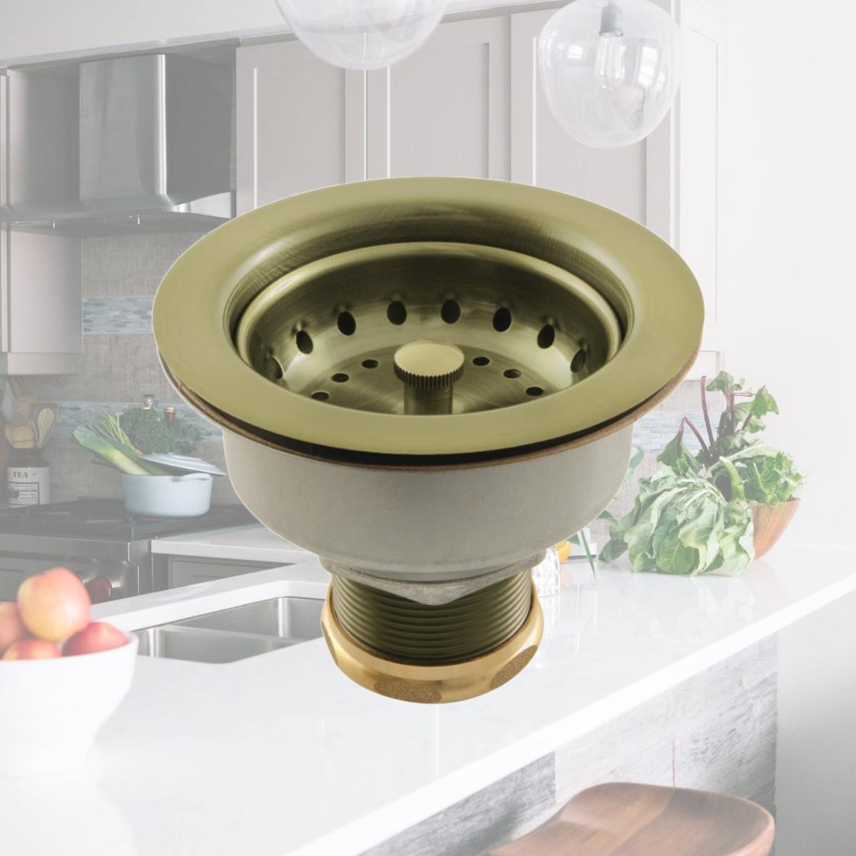 Picture of Kingston Brass K112AB Tacoma Snap-N-Tite Sink Basket Strainer, Antique Brass