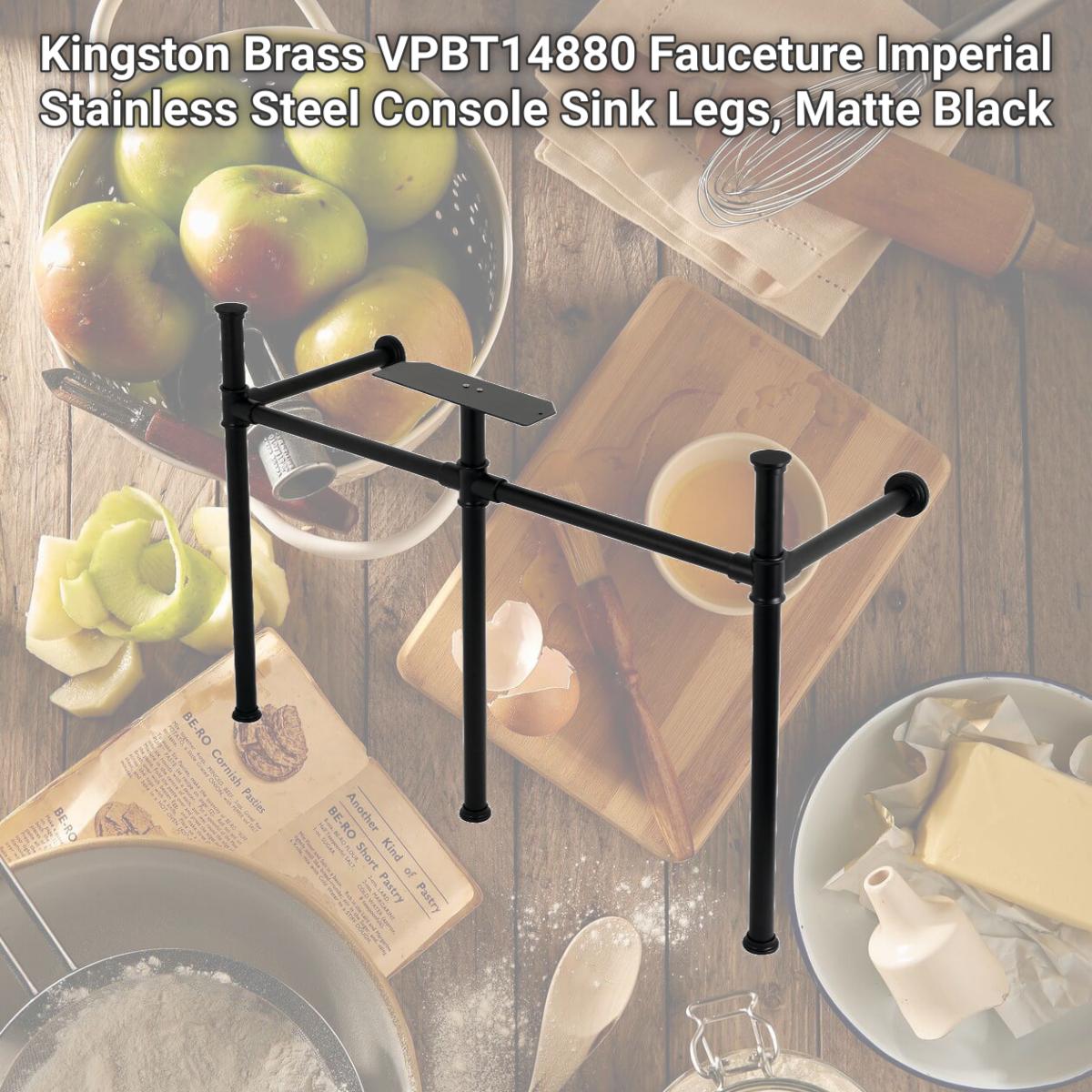 Picture of Kingston Brass VPBT14880 Fauceture Imperial Stainless Steel Console Sink Legs, Matte Black