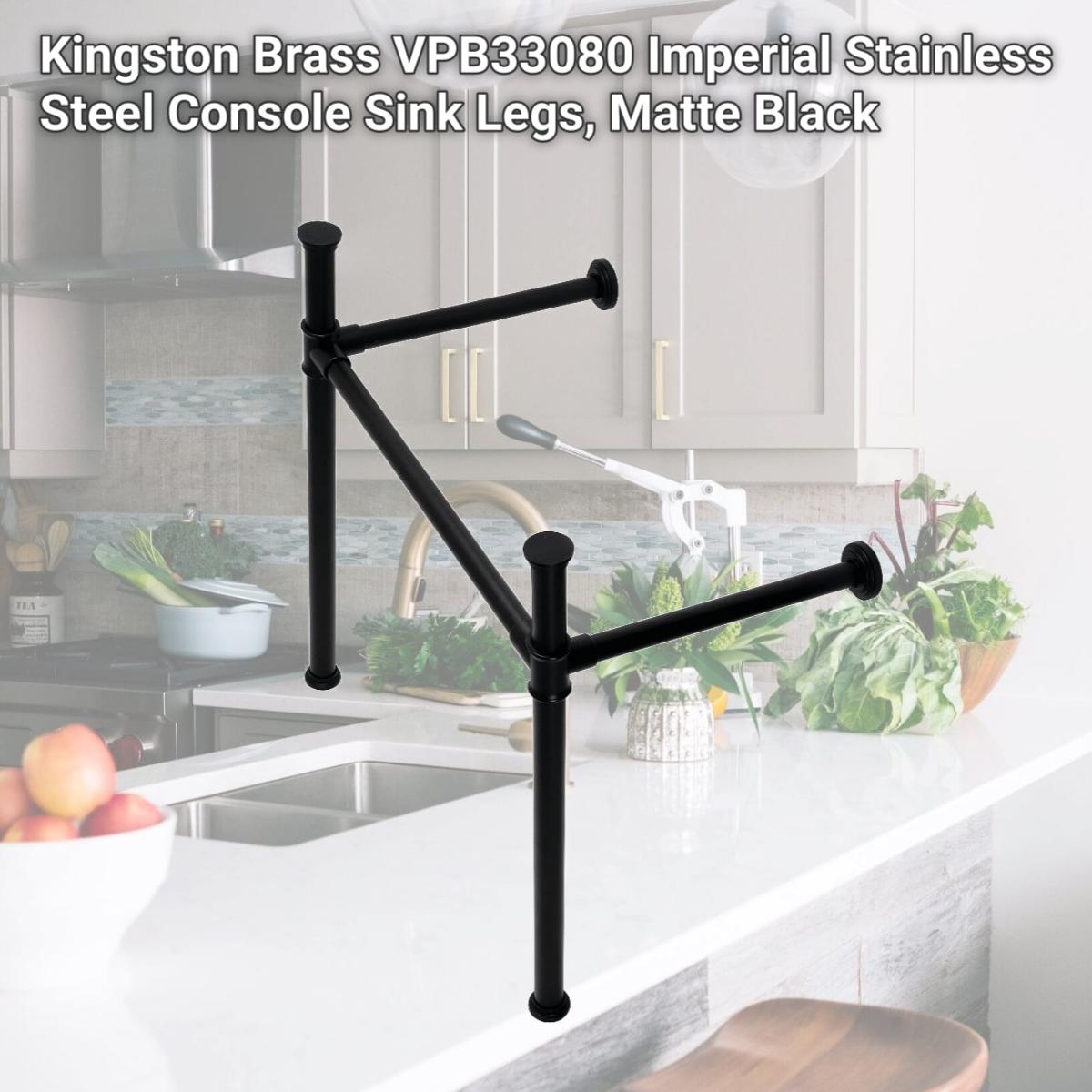 Picture of Kingston Brass VPB33080 Imperial Stainless Steel Console Sink Legs, Matte Black