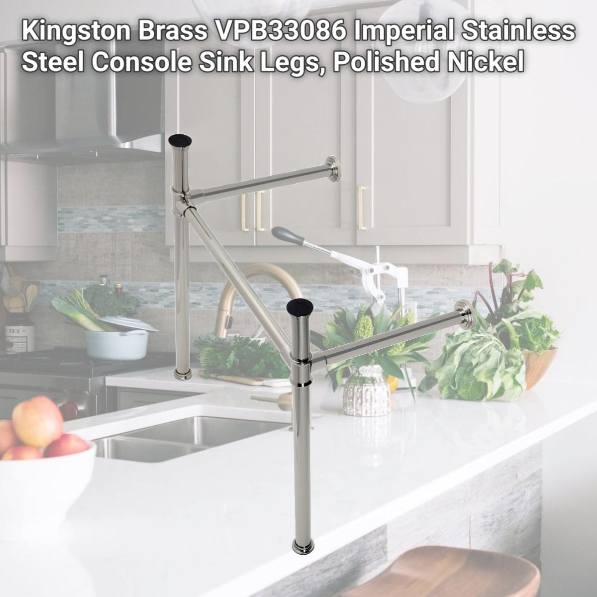 Picture of Kingston Brass VPB33086 Imperial Stainless Steel Console Sink Legs, Polished Nickel