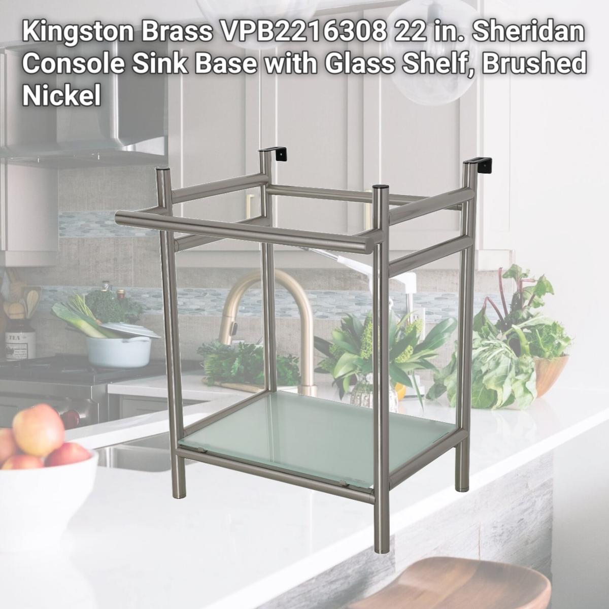 Picture of Kingston Brass VPB2216308 22 in. Sheridan Console Sink Base with Glass Shelf, Brushed Nickel