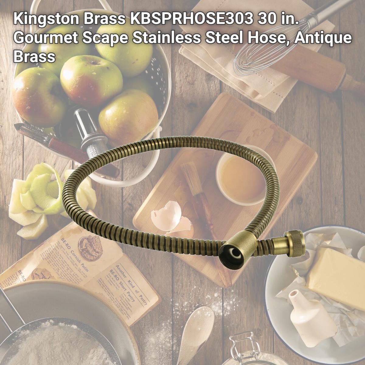 Picture of Kingston Brass KBSPRHOSE303 30 in. Gourmet Scape Stainless Steel Hose, Antique Brass