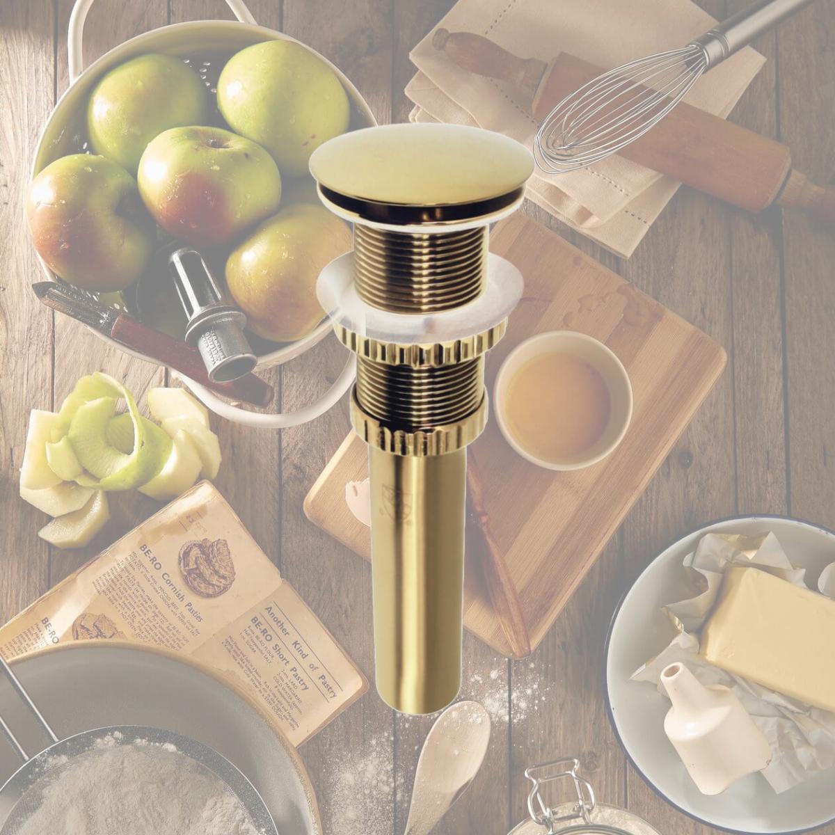 Picture of Kingston Brass EV8217 2.63 in. Coronel Push Pop-Up Bathroom Sink Drain without Overflow, Brushed Brass