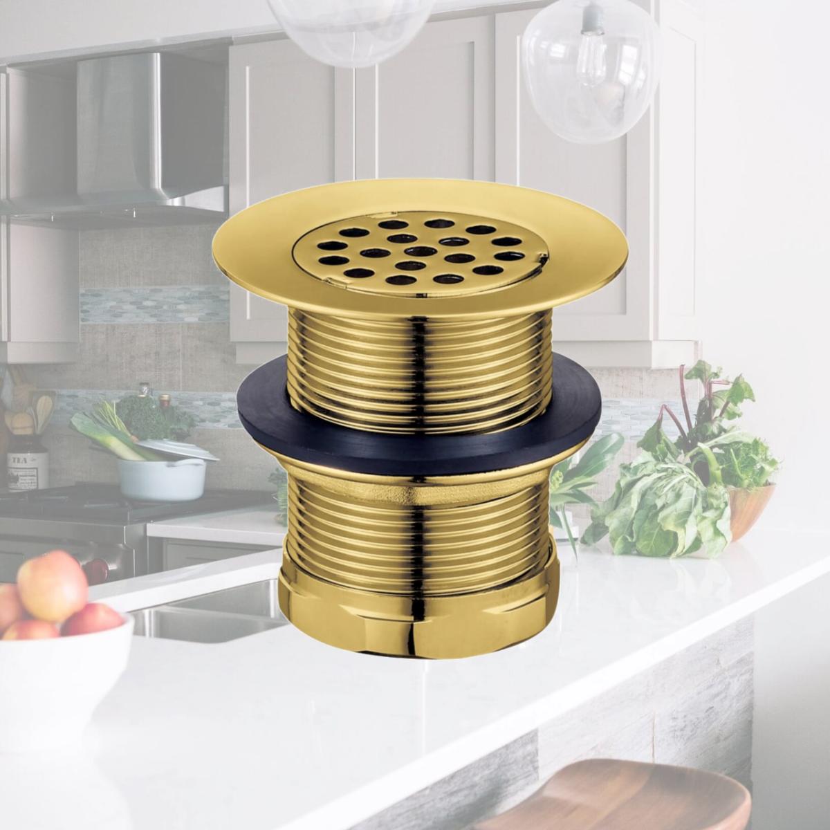 Picture of Kingston Brass KBU1007 2 in. Seattle Brass Grid Bar & Utility Sink Drain, Brushed Brass