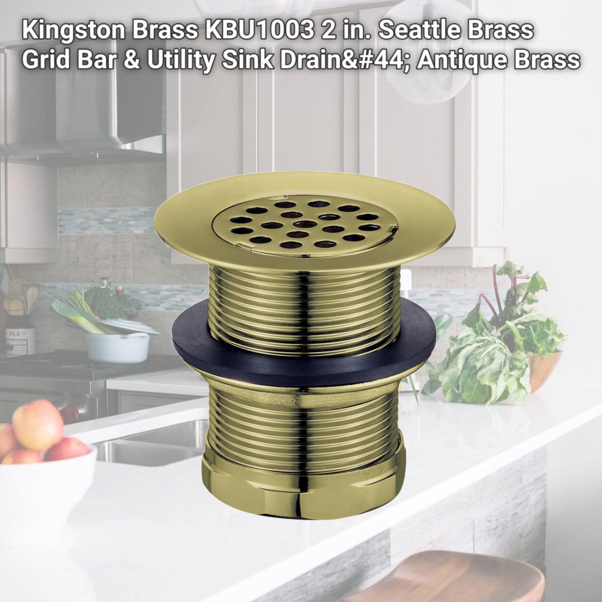 Picture of Kingston Brass KBU1003 2 in. Seattle Brass Grid Bar & Utility Sink Drain, Antique Brass