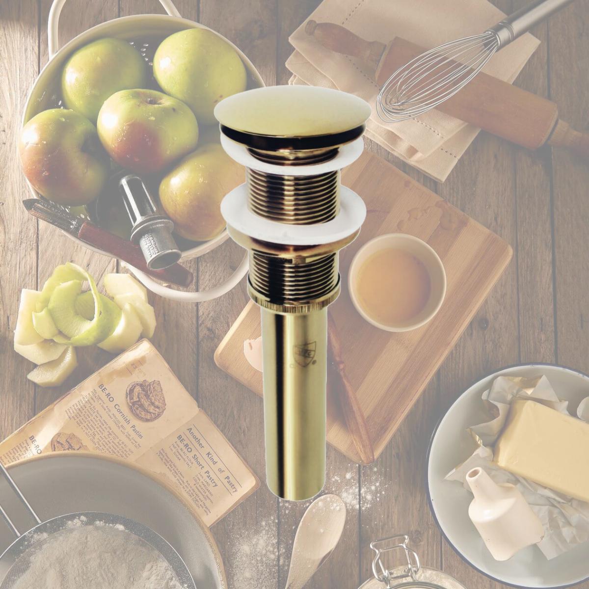 Picture of Kingston Brass EV8312 2.63 in. Coronet Push Pop-Up Bathroom Sink Drain without Overflow, Polished Brass
