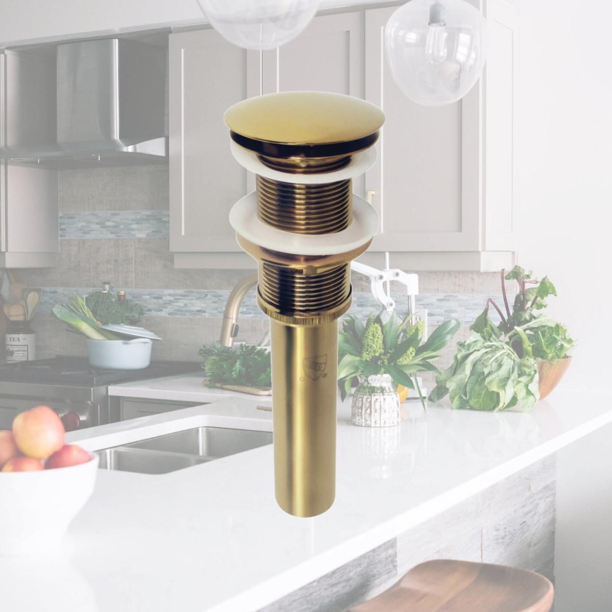 Picture of Kingston Brass EV8317 2.63 in. Coronet Push Pop-Up Bathroom Sink Drain without Overflow, Brushed Brass