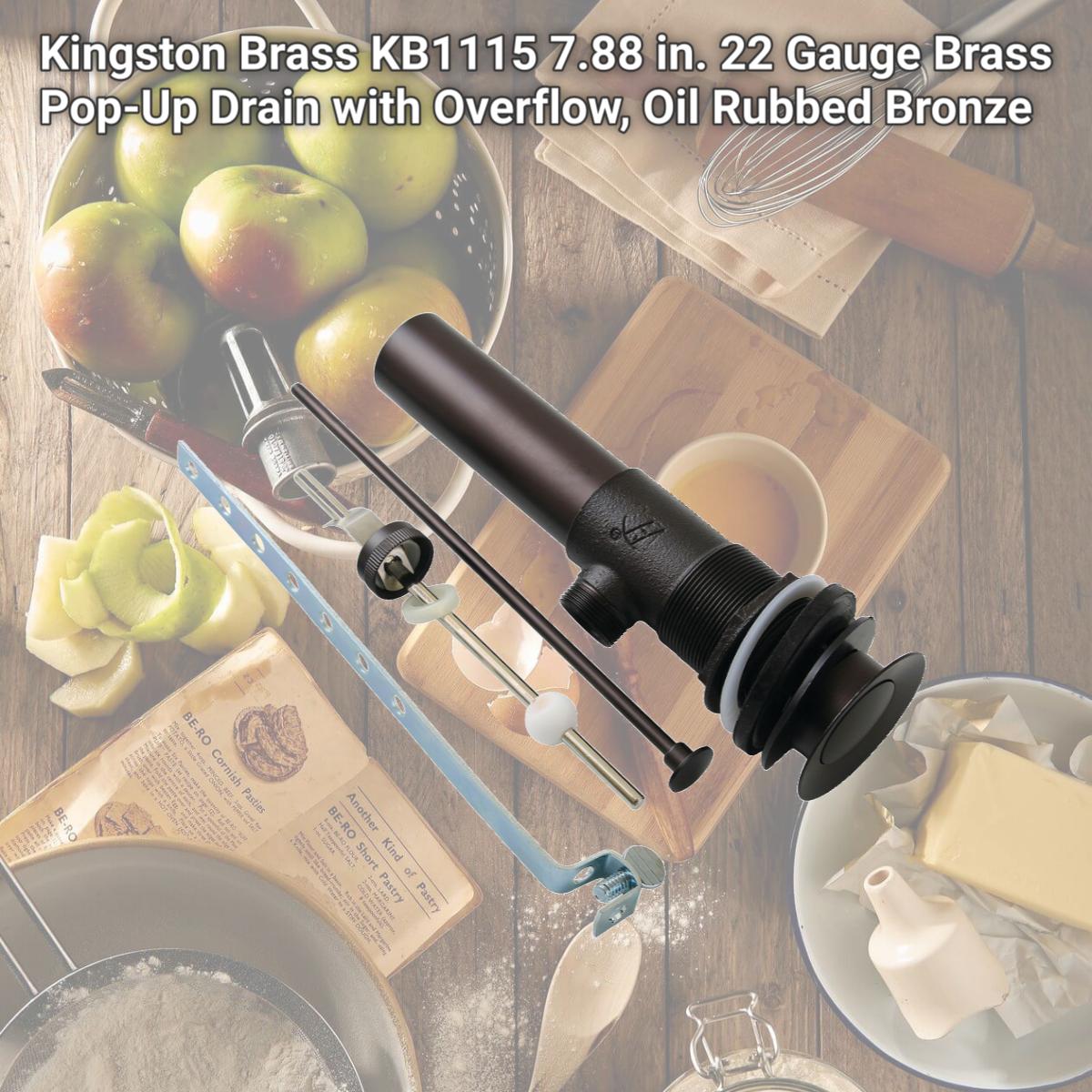 Picture of Kingston Brass KB1115 7.88 in. 22 Gauge Brass Pop-Up Drain with Overflow, Oil Rubbed Bronze