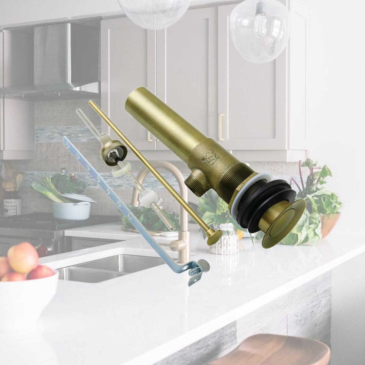 Picture of Kingston Brass KB1113 7.88 in. 22 Gauge Brass Pop-Up Drain with Overflow, Antique Brass