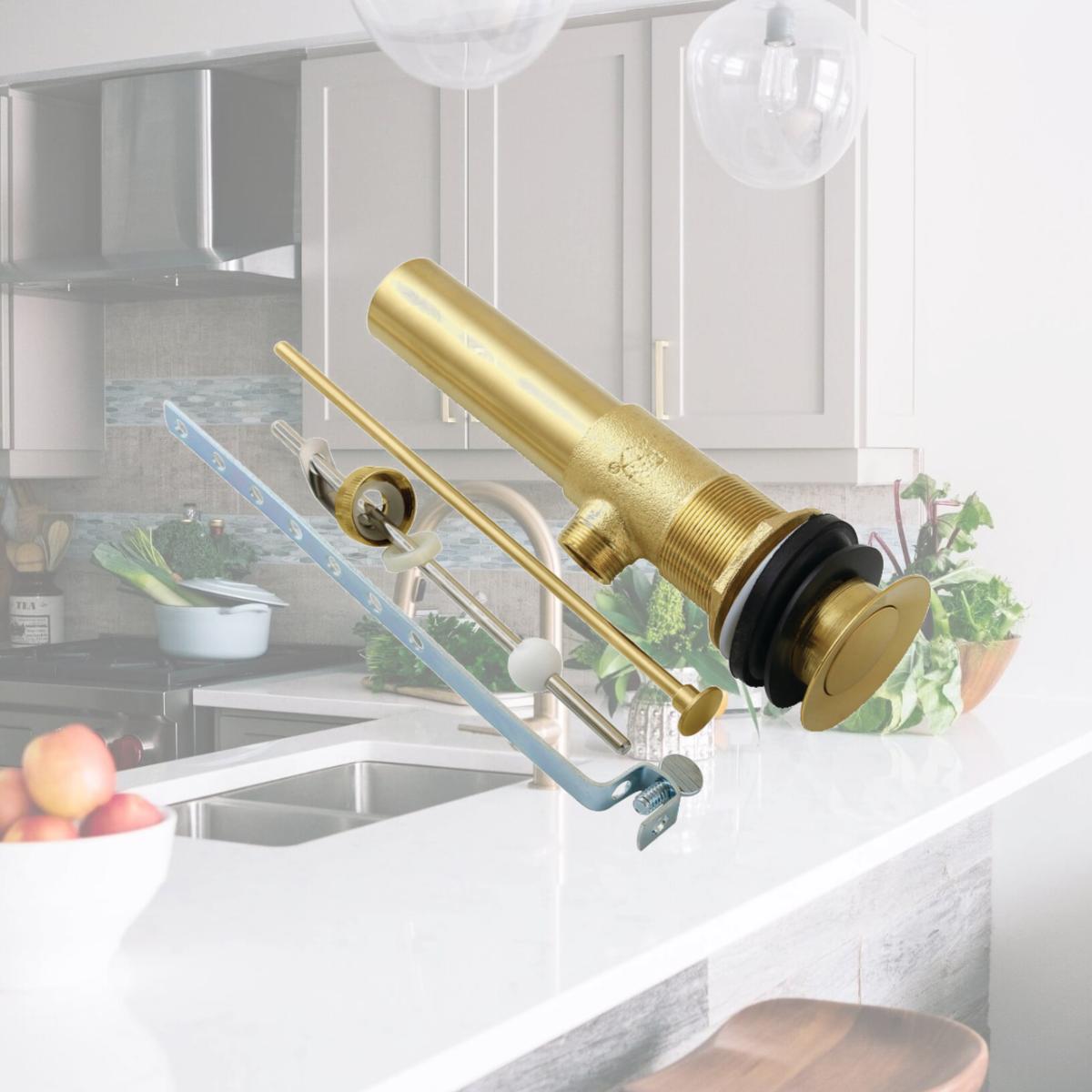 Picture of Kingston Brass KB1117 7.88 in. 22 Gauge Brass Pop-Up Drain with Overflow, Brushed Brass