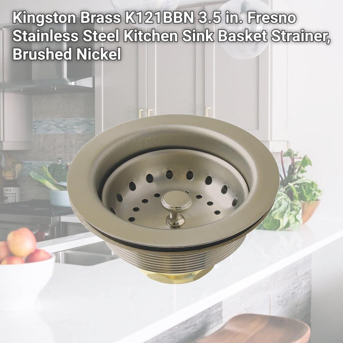 Picture of Kingston Brass K121BBN 3.5 in. Fresno Stainless Steel Kitchen Sink Basket Strainer, Brushed Nickel