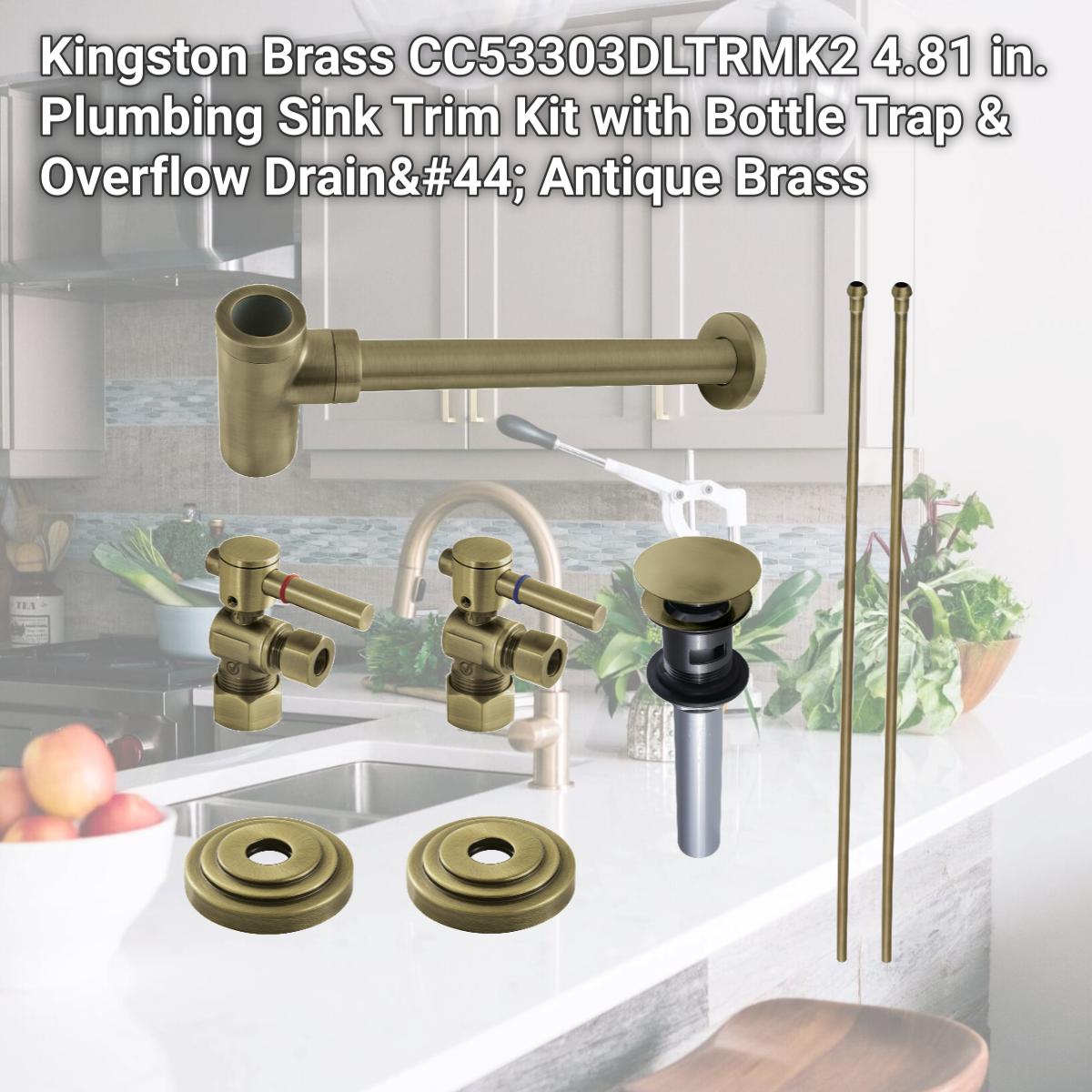 Picture of Kingston Brass CC53303DLTRMK2 4.81 in. Plumbing Sink Trim Kit with Bottle Trap & Overflow Drain, Antique Brass