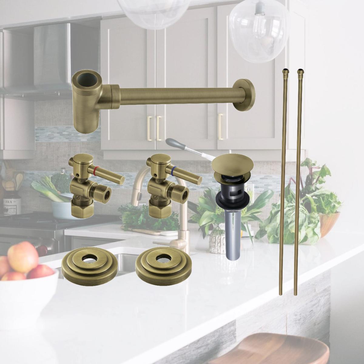 Picture of Kingston Brass CC53303DLTRMK2 4.81 in. Plumbing Sink Trim Kit with Bottle Trap & Overflow Drain, Antique Brass