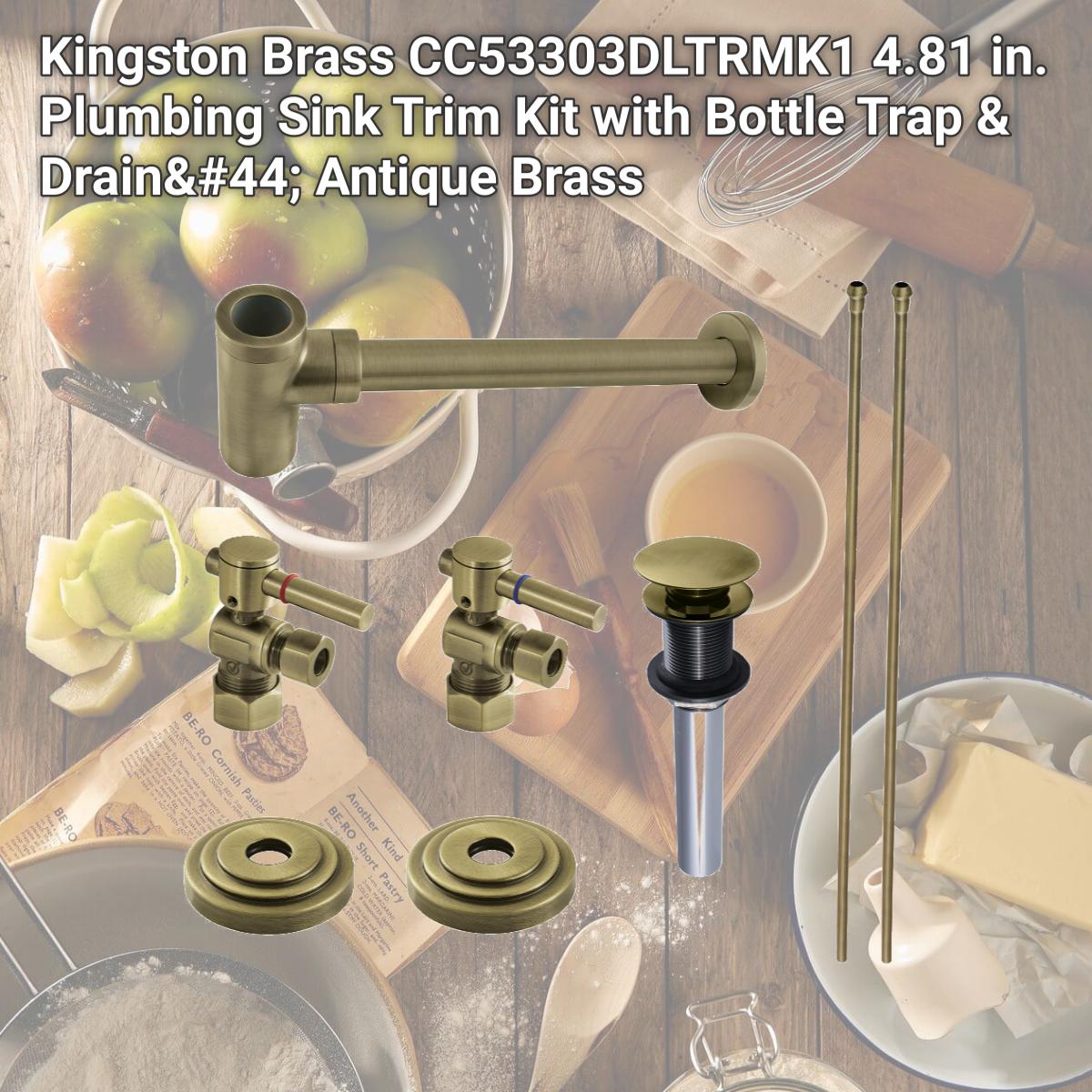 Picture of Kingston Brass CC53303DLTRMK1 4.81 in. Plumbing Sink Trim Kit with Bottle Trap & Drain, Antique Brass