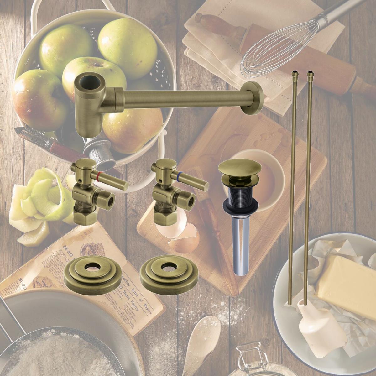 Picture of Kingston Brass CC53303DLTRMK1 4.81 in. Plumbing Sink Trim Kit with Bottle Trap & Drain, Antique Brass