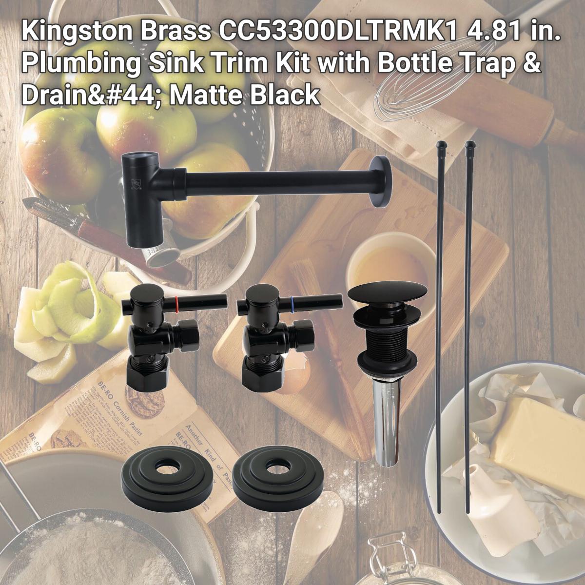 Picture of Kingston Brass CC53300DLTRMK1 4.81 in. Plumbing Sink Trim Kit with Bottle Trap & Drain, Matte Black