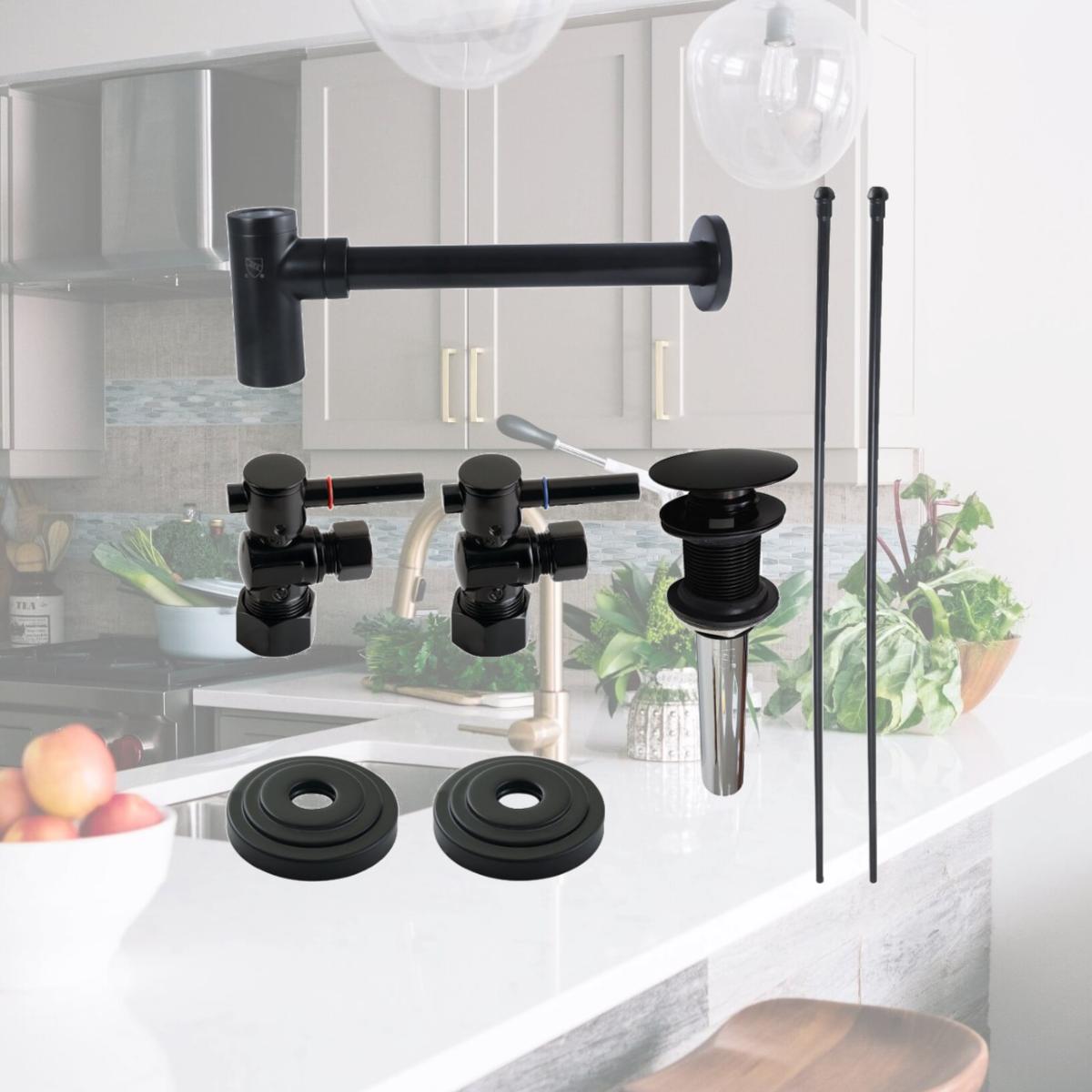 Picture of Kingston Brass CC53300DLTRMK1 4.81 in. Plumbing Sink Trim Kit with Bottle Trap & Drain, Matte Black