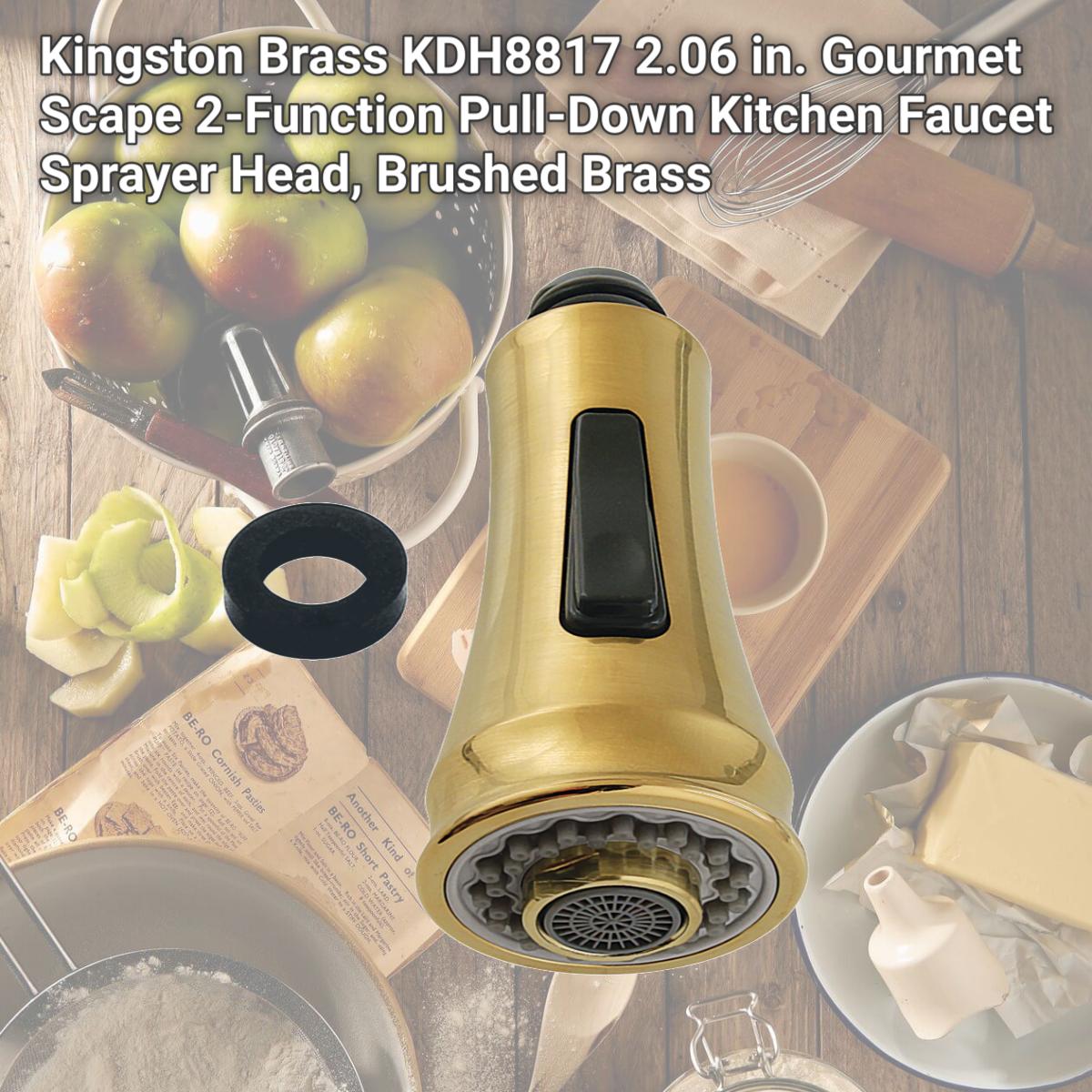 Picture of Kingston Brass KDH8817 2.06 in. Gourmet Scape 2-Function Pull-Down Kitchen Faucet Sprayer Head, Brushed Brass