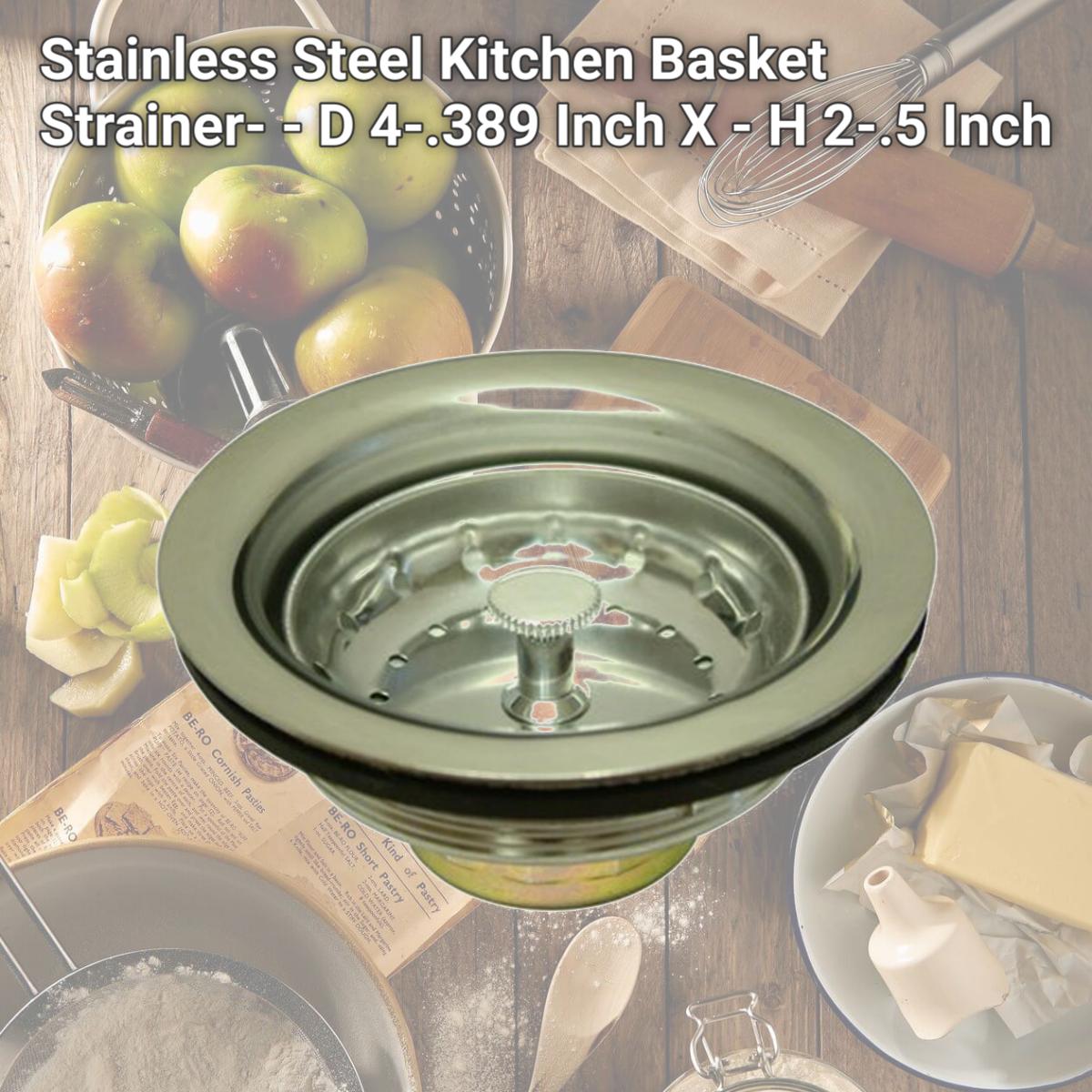 Picture of Kingston Brass K111 Stainless Steel Kitchen Basket Strainer- - D 4-.389 Inch X - H 2-.5 Inch