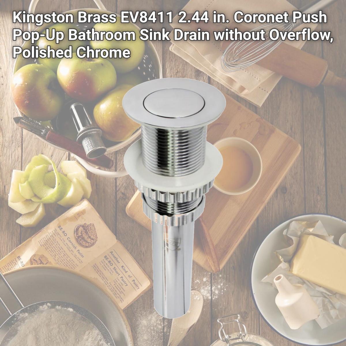 Picture of Kingston Brass EV8411 2.44 in. Coronet Push Pop-Up Bathroom Sink Drain without Overflow, Polished Chrome