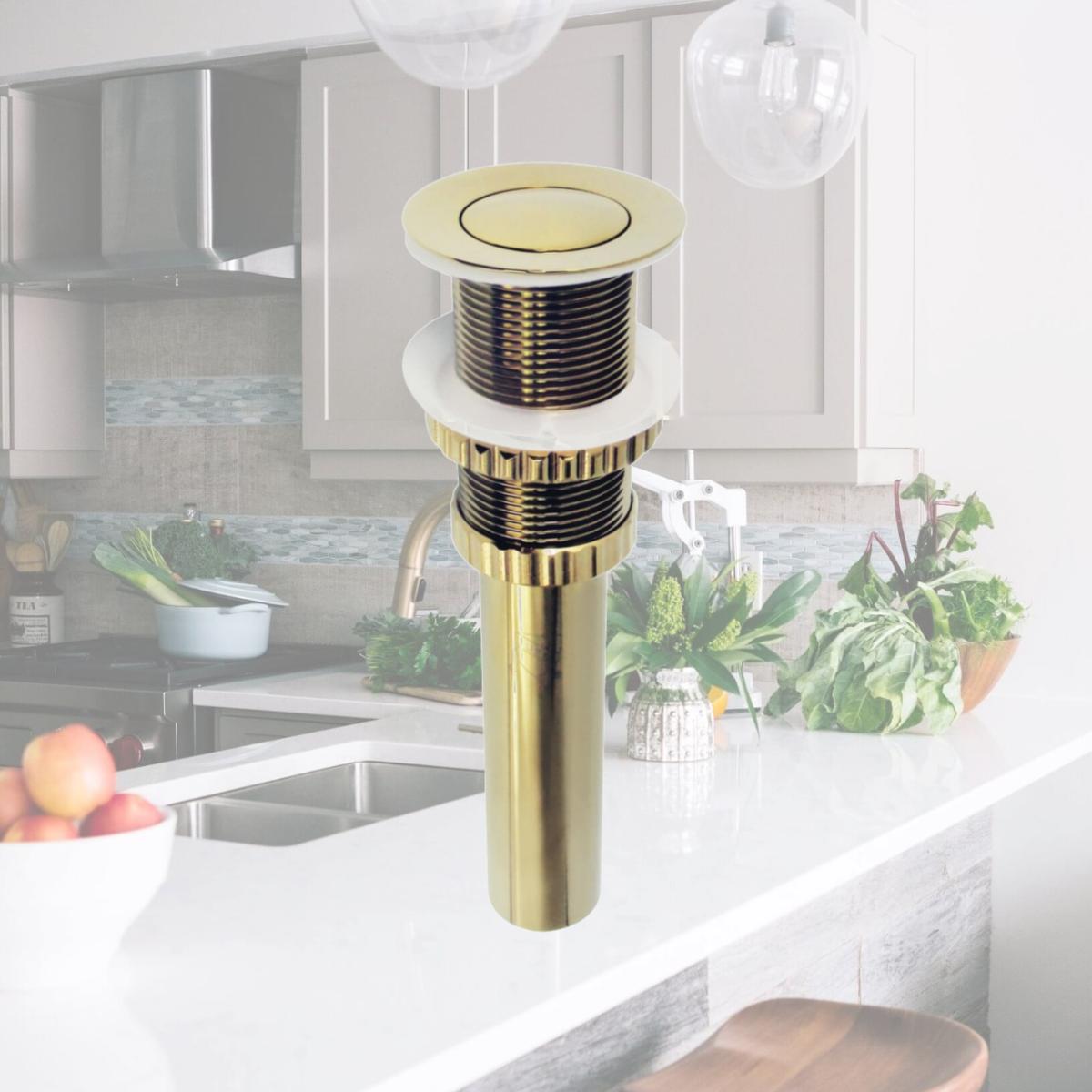 Picture of Kingston Brass EV8412 2.44 in. Coronet Push Pop-Up Bathroom Sink Drain without Overflow, Polished Brass