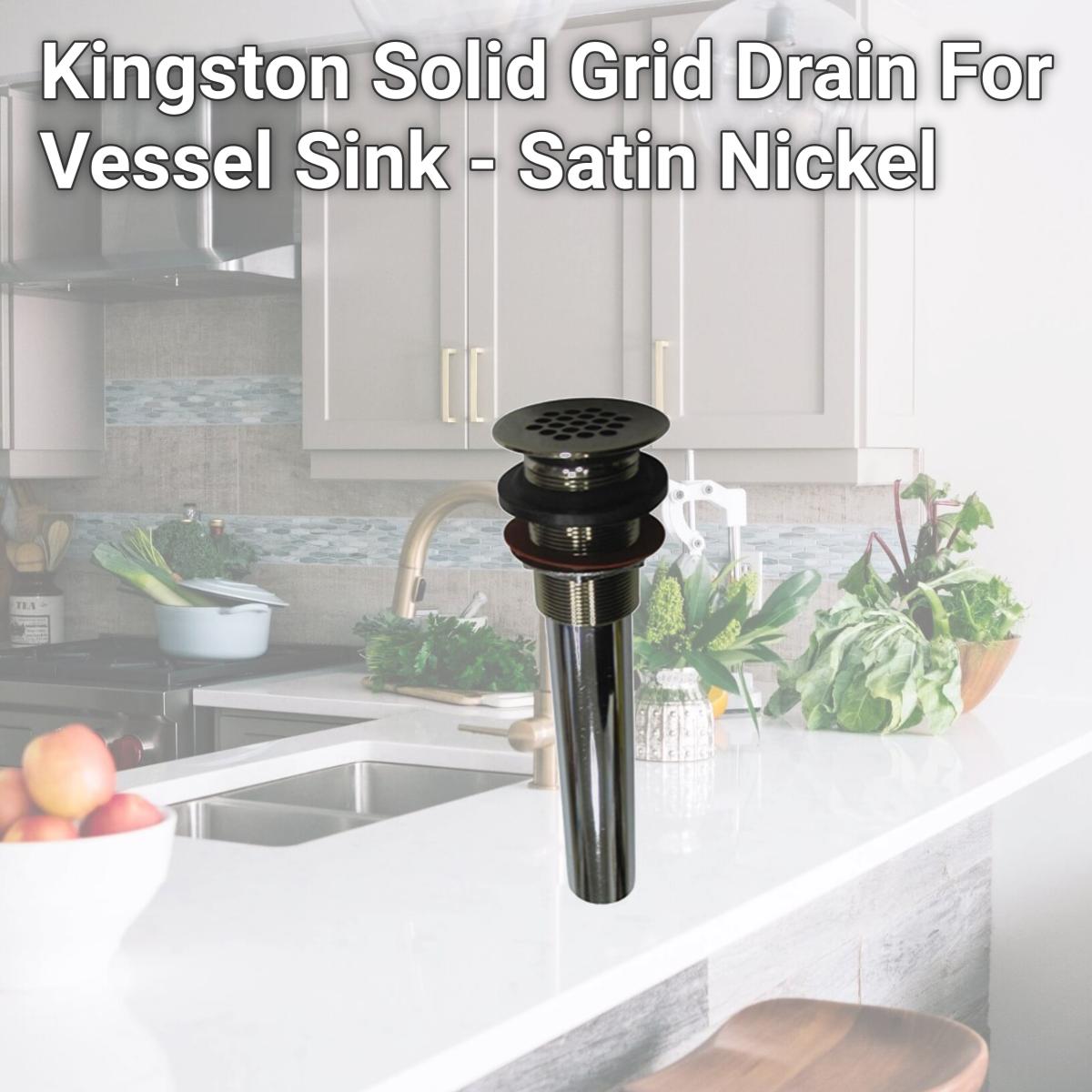 Picture of Kingston Brass KB4008 Kingston Solid Grid Drain For Vessel Sink - Satin Nickel