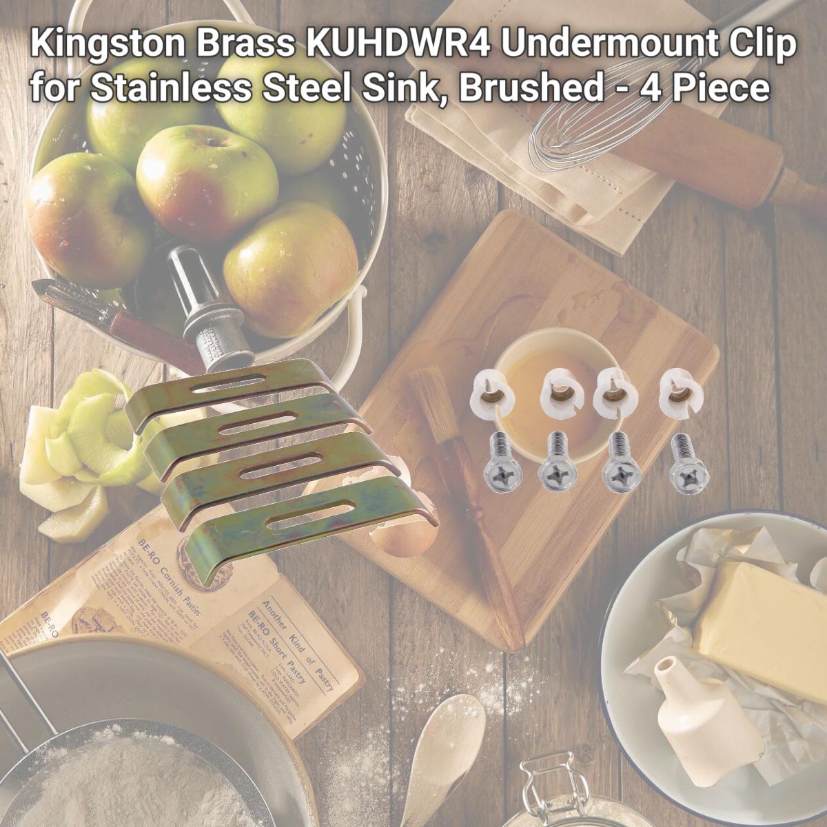 Picture of Kingston Brass KUHDWR4 Undermount Clip for Stainless Steel Sink, Brushed - 4 Piece