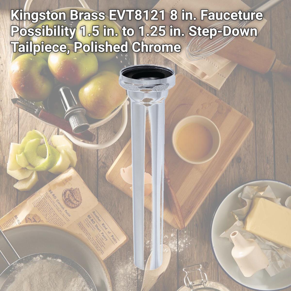 Picture of Kingston Brass EVT8121 8 in. Fauceture Possibility 1.5 in. to 1.25 in. Step-Down Tailpiece, Polished Chrome