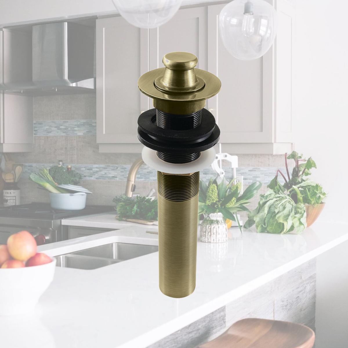 Picture of Kingston Brass KB3003 17 ga Lift & Turn Sink Drain with Overflow, Antique Brass