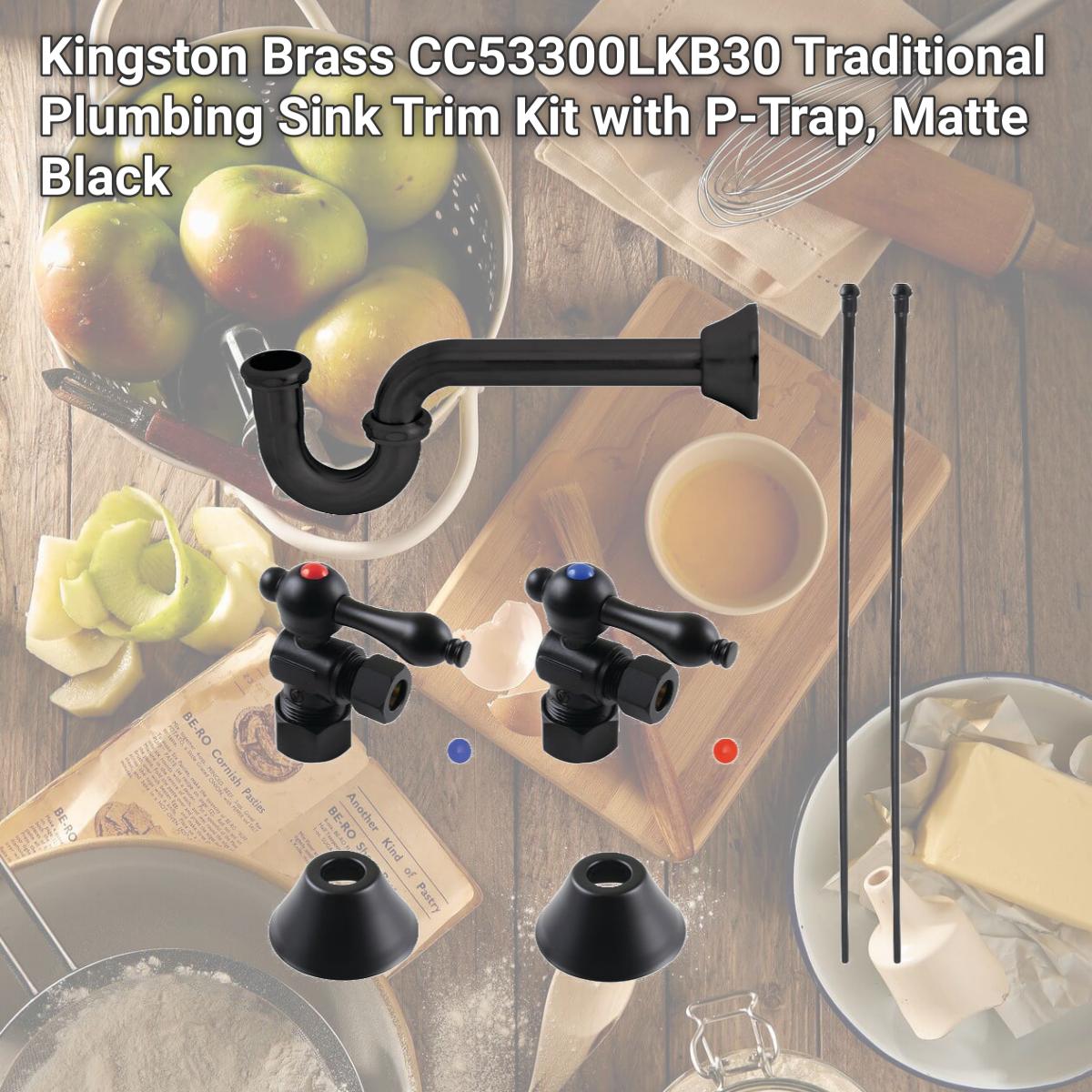 Picture of Kingston Brass CC53300LKB30 Traditional Plumbing Sink Trim Kit with P-Trap, Matte Black