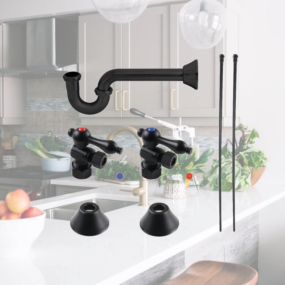 Picture of Kingston Brass CC53300LKB30 Traditional Plumbing Sink Trim Kit with P-Trap, Matte Black